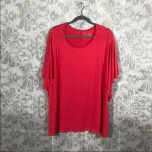 💚2/$19💚 NWT Terra & Sky Pink Flutter Sleeve Topl